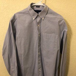 Tommy Hilfiger Medium Blue Plaid Dress Shirt